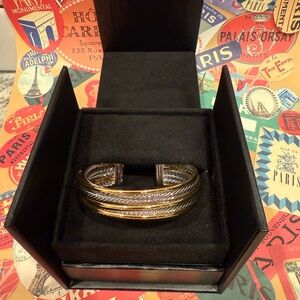 Two-Tone Gold and Silver Cable Cuff Bracelet